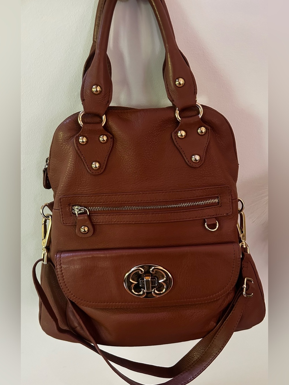 Emma Fox Large Leather Satchel Tote Purse